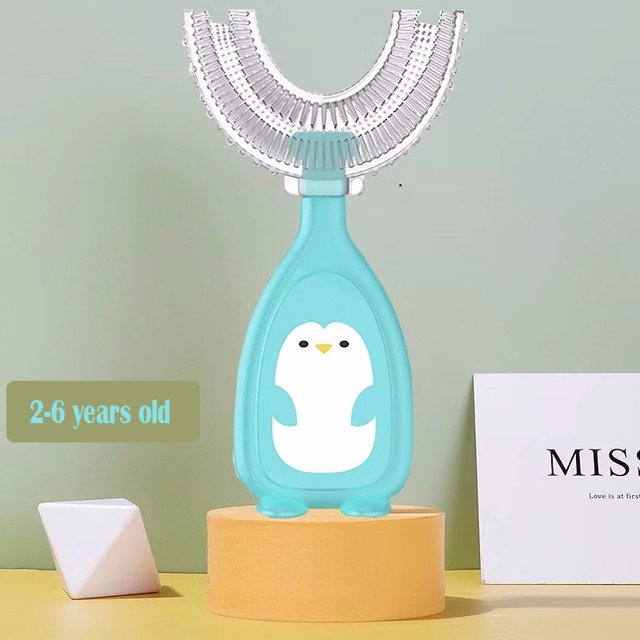 2-12Y Kid's 360 ° Cepillo De Dientes De Silicona En Forma De U Limpieza De Cavidad Oral Para Bebés