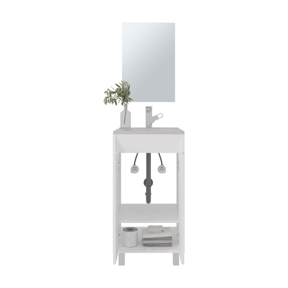 White Bathroom Mirror Cabinet - 17.8"W X 17.8"D Medicine Cabinet with 2 Shelves, 34.1"H