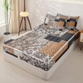 thumbnail image 2 of Homewish Retro Boho Mandala Zipper Queen Comforter Set with Fitted Sheet and 2 Pillowcases,Patchwork Geometric Zipper Bedding Set,Brown Gray,Light Gray Reversible,4pcs, 2 of 8