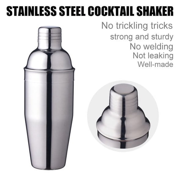 Amerteer Cocktail Shaker Food Grade Stainless Steel Wine Shaker with Strainer and Lid Top, Single Martini (22 Ounce/700ml)