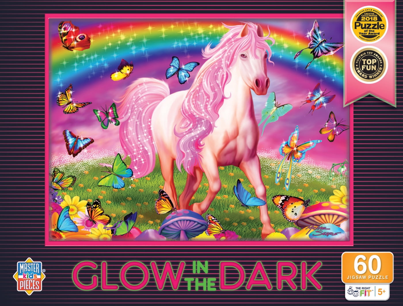 MasterPieces 60 Piece Glow in the Dark Puzzle - Rainbow World - 14'x19'