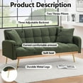 thumbnail image 3 of 69" Comfy Futon Sofa Bed with 2 Pillows, Convertible Couch Reversible Loveseat Folding Daybed Guest Bed, Tufted Teddy Fleece Upholstered Convertible Sleeper Sofa Bed for Living Room, Bedroom, Green, 3 of 7
