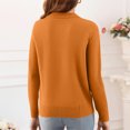 thumbnail image 4 of Women's Casual and Fashionable Lapel Long Sleeve Knitted Solid Color Top Sweater for Stylish and Versatile Outfits,Saffron,M, 4 of 6