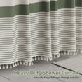 thumbnail image 6 of AmazerBath Boho Shower Curtains for Bathroom, Farmhouse Shower Curtain with Tassels, Faux Linen Shower Curtain Beige, Striped Shower Curtain with Hooks, Green, 72x72 Inches, 6 of 9