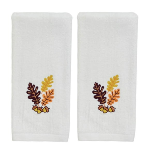 Serafina Home Decorative Fall Autumn Leaves Embroidered Towels - Set of 2