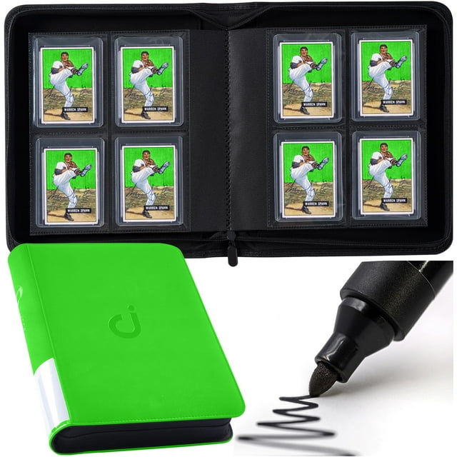 Carpeta Toploader D DACCKIT modelo A con capacidad para 128 tarjetas, color verde
