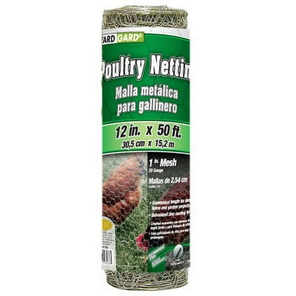 Midwest Air 308415B 12" x 50' Foot 1" Mesh Poultry Netting Chicken Wire Fencing - Quantity of 1