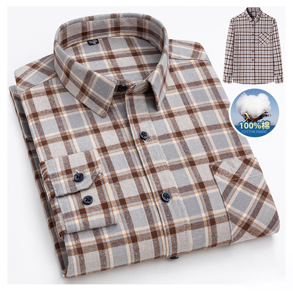 Zoeecloth Mens Shirts Slim-Fit Plaid Flannel Shirts Casual Long Sleeve ...