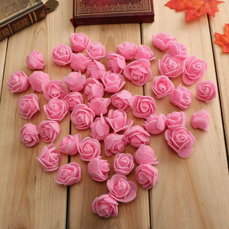 50 Pcs Artificial Flowers Roses Flower Heads Coral Red Foam Fake ...