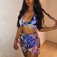 thumbnail image 2 of Traje de fiesta con lentejuelas rómbicas para mujer, minifalda Sexy con cadena Halter, vestido de fiesta sin espalda, Tops ahuecados, 2 of 5