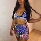thumbnail image 2 of Traje de fiesta con lentejuelas rómbicas para mujer, minifalda Sexy con cadena Halter, vestido de fiesta sin espalda, Tops ahuecados, 2 of 5