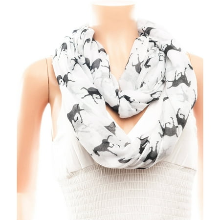 Celik Women's Infiniti Scarves Classic Galloping Stallion Pattern On Solid Background