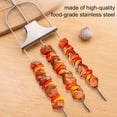 thumbnail image 6 of 3 Prong Stainless Steel Grill Skewers with Slider Semi Automatic Push BBQ Kabob Skewer Anti Spin Metal Barbecue Fork for Outdoor Camping Reusable Grilling, 6 of 11