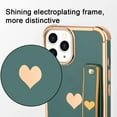 thumbnail image 3 of Designed for iPhone 14 Pro Case with Strap Luxury Love Heart Plating Gold Bumper Phone Cover Wristband Kickstand [Reinforced Corners] Shockproof Anti-Scratch Slim Case for Women-Green, 3 of 9