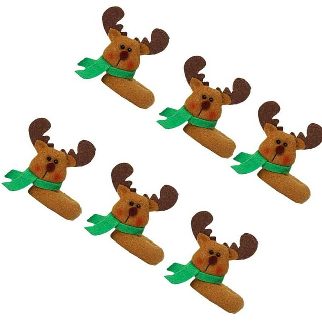 Bewildely Juego de copas de vino de Navidad de 6 uds., decoración de muñeco de nieve, alce, Papá Noel, adornos navideños para la cena de la del Barra de herramientas No.1 Bewildely HA044572-01