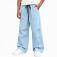 thumbnail image 6 of NOLDARES Boys Baggy Sweatpants, Casual, Straight Wide Leg, Athletic, Drawstring Joggers, with Pockets, Athletic(W120-Black), 6 of 6
