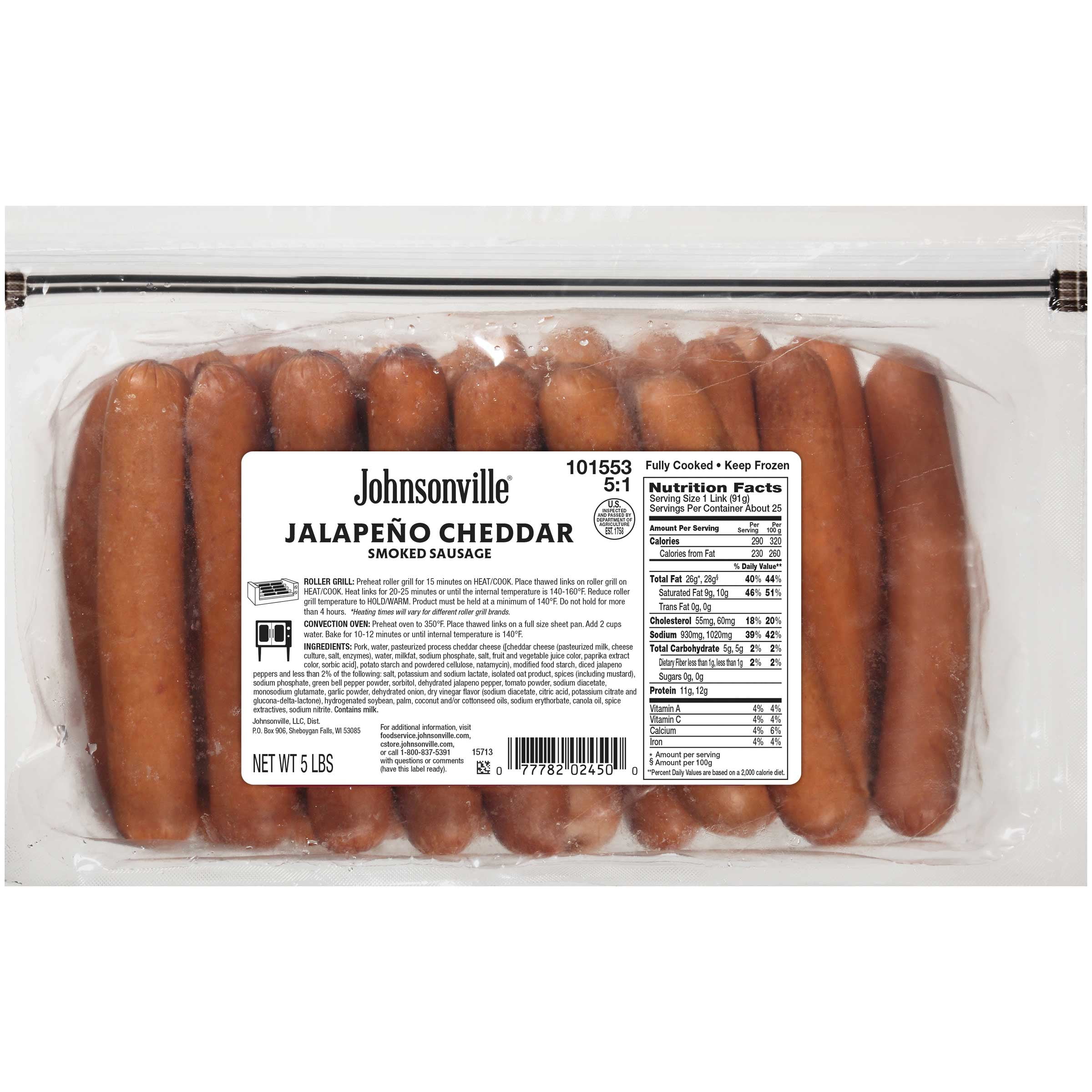 Johnsonville Jalapeno and Cheddar Sausage, 80 Ounce 2 per case