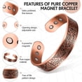 thumbnail image 3 of Pulsera magnética de cobre para hombres y mujeres, pulsera de cobre, brazalete sólido con 6 imanes, pulsera de energía con imán de cobre rojo, tamaño ajustable con bolsa de terciopelo (bronce), 3 of 5