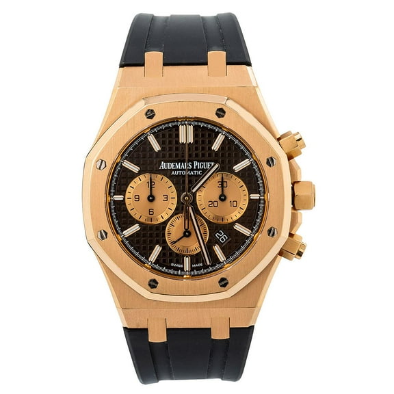 Pre-Owned Audemars Piguet Royal Oak Chronograph 26320OR 41MM Black Dial With Leather Bracelet