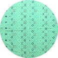 thumbnail image 1 of Ahgly Company Machine Washable Indoor Round Solid Turquoise Blue Modern Area Rugs, 8' Round, 1 of 4