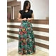 thumbnail image 2 of Estampado de flores color a juego vestido de manga larga falda larga ropa de mujer MABOTO Rojo y Blanco manga M, 2 of 5