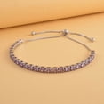 thumbnail image 2 of Shop LC Purple Cubic Zirconia CZ Round Silvertone Tennis Bracelet for Women Jewelry Gifts for Women Size 6-9" Birthday Gifts for Women, 2 of 6