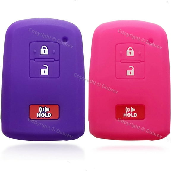 Silicone Cover Skin Case Fob Entry for Toyota 4 Runner Tacoma Smart Remote Key (pink and purple)
