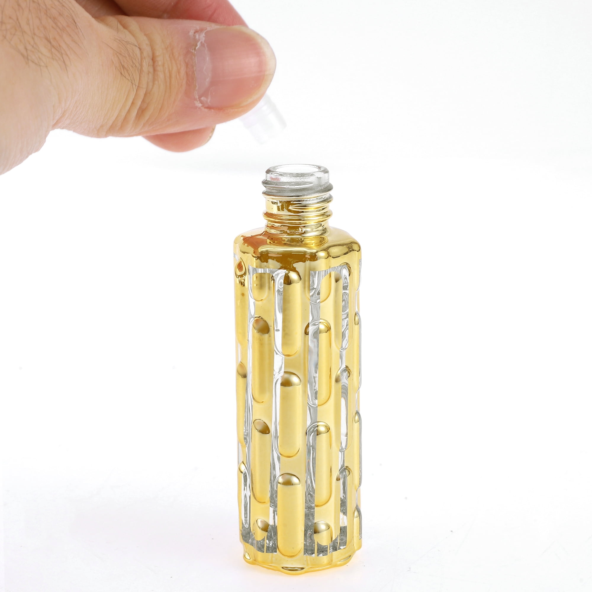 Unique Bargains Cylindrical Perfume Bottles for Bathroom 0.33oz Gold Tone 1 Pc