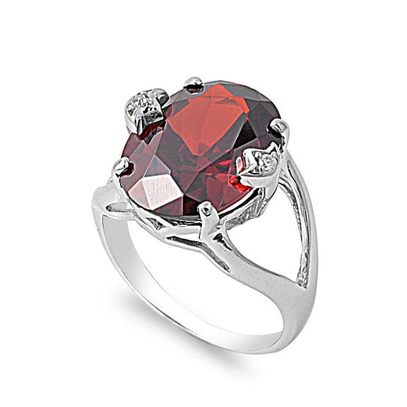 Oval Simulated Garnet Cubic Zirconia Cubic Zirconia Ring Sterling Silver 925