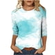 thumbnail image 2 of ICHUANYI Clearance Women's Fashion Printed T-shirt 3/4 Sleeves Blouse Round Neck Casual Tops(Light Blue, L) ICHUANYI WER2023080803479, 2 of 5