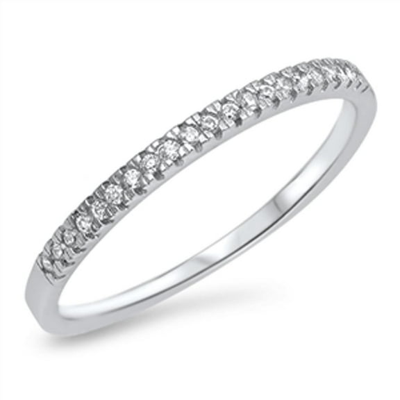 Wedding Band Stackable White CZ Wholesale Ring .925 Sterling Silver Jewelry Female Size 8