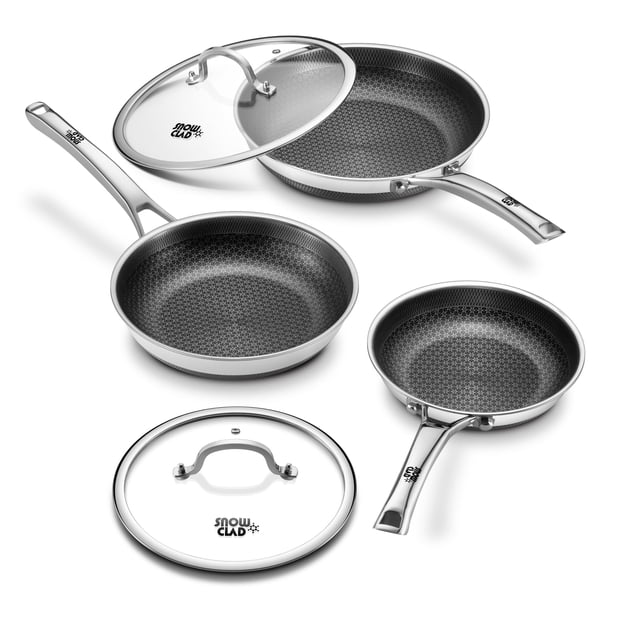 Set de sartenes Yonida de 20, 25 y 30 cm antiadherentes con tapas