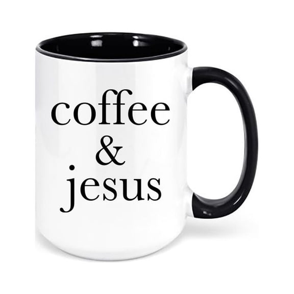 Coffee And Jesus, Christian Mugs, Religious Mug, Coffee And Jesus Mug, Sublimated Design, Gift For Her, Coffee Gift, Jesus Gift, Trendy Mugs, BLACK