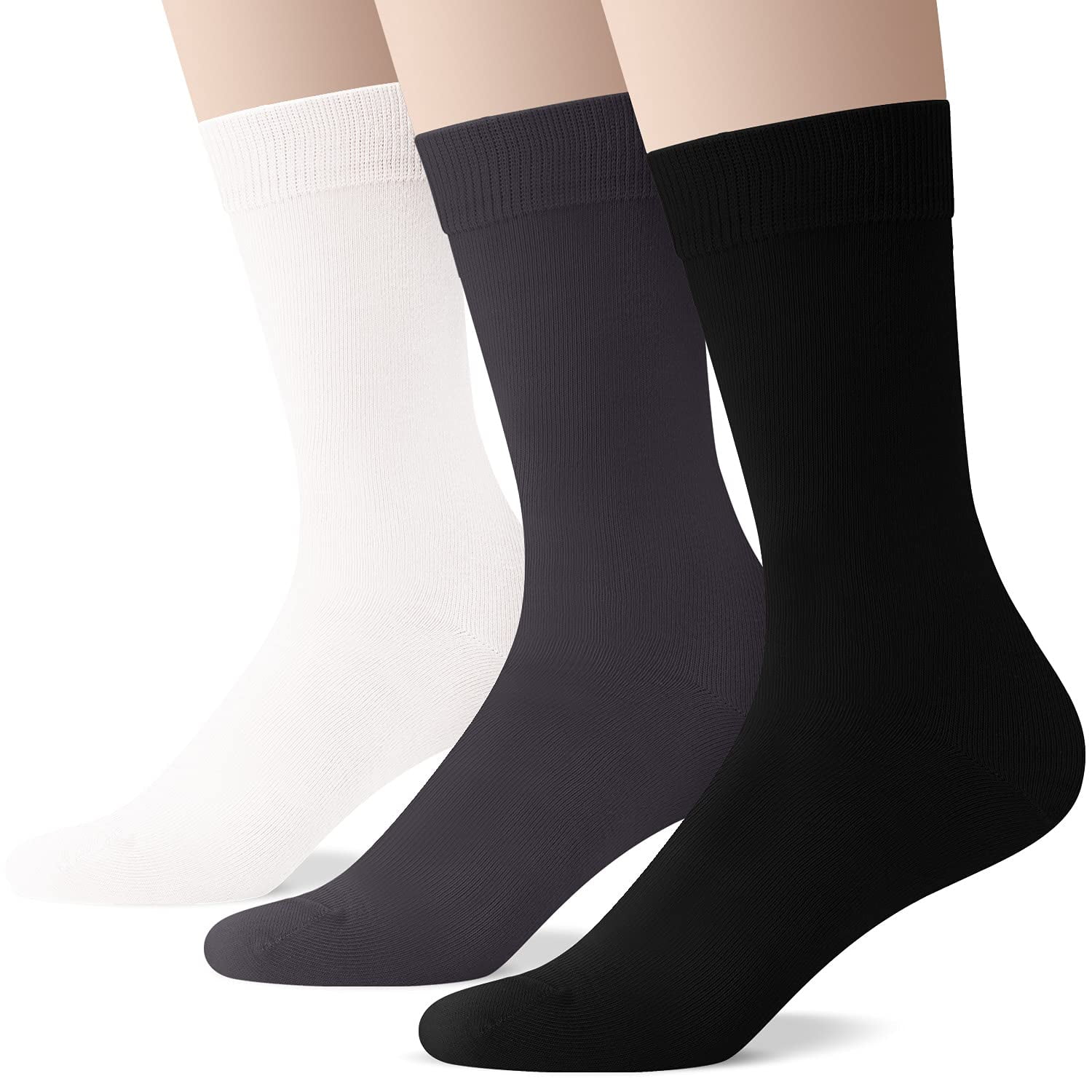 Aiyino Lightweight Soft Cotton Thin Dress Socks Crew Business Casual, 3 ...