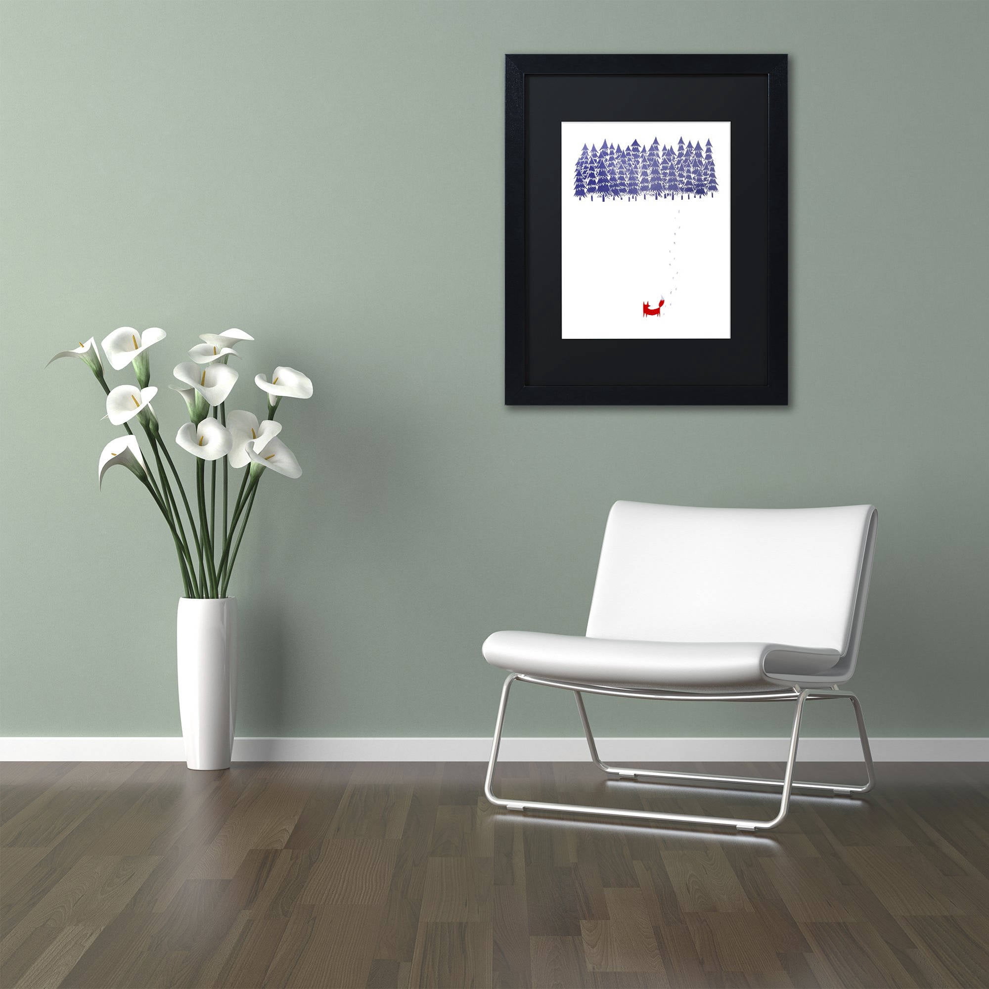 Trademark Fine Art 'Alone In The Forest' Canvas Art by Robert Farkas, Black Matte, Black Frame