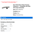 thumbnail image 2 of Rear HVAC Blower Motor Resistor Connector 1 - Compatible with 2006 - 2010 Jeep Commander 2007 2008 2009, 2 of 2