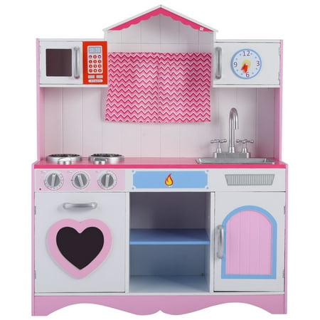 GHP Kids 32.3"Lx11.8"Wx39.4"H White & Pink Durable Pretend
