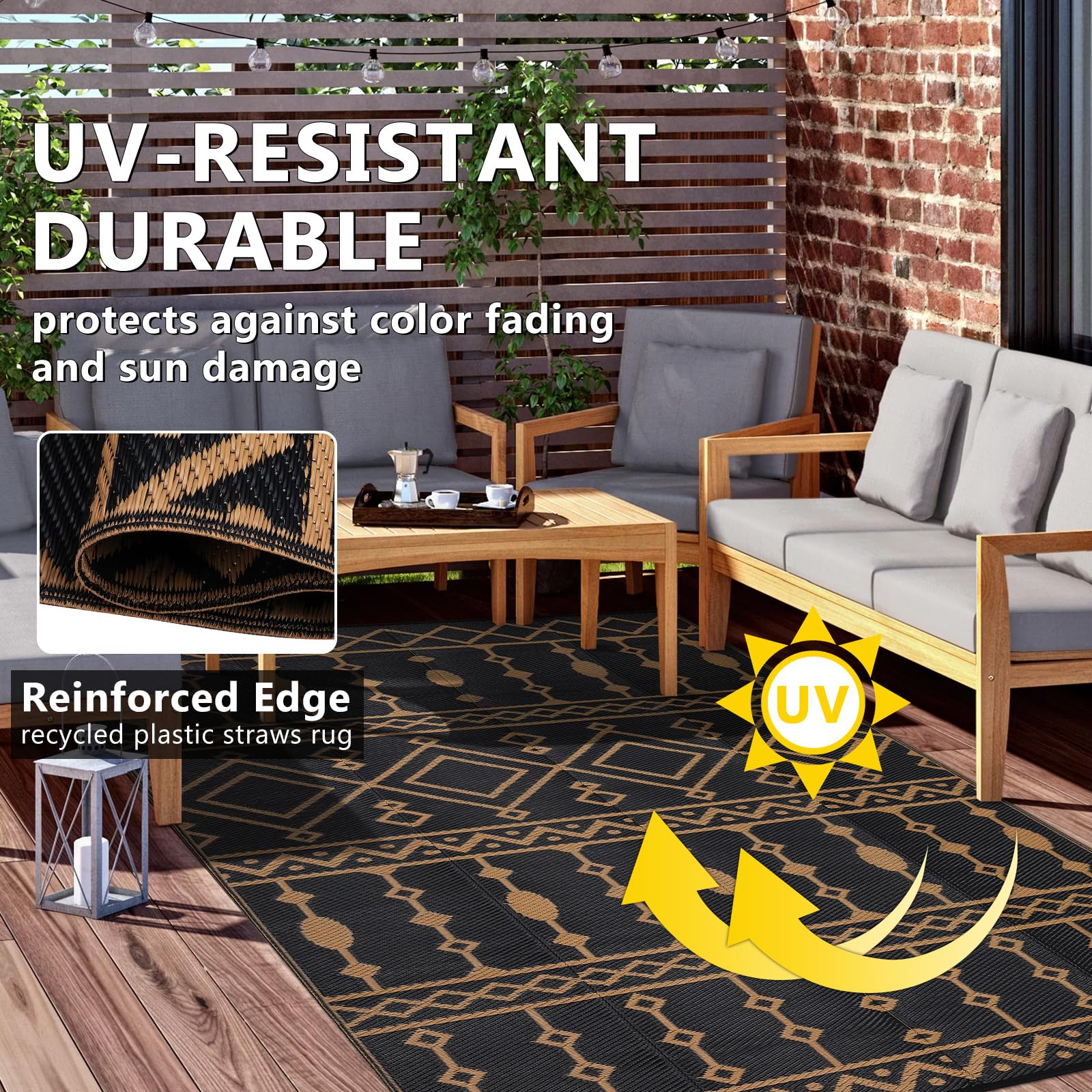 Danolapsi Waterproof Outdoor Rug,8x10ft Plastic Straw Rug for RV Camping,Large Floor Mat and Rug for Outdoors,Outside Carpet,Outside Outdoor Area Rug for Rv,Deck,Camper,Picnic