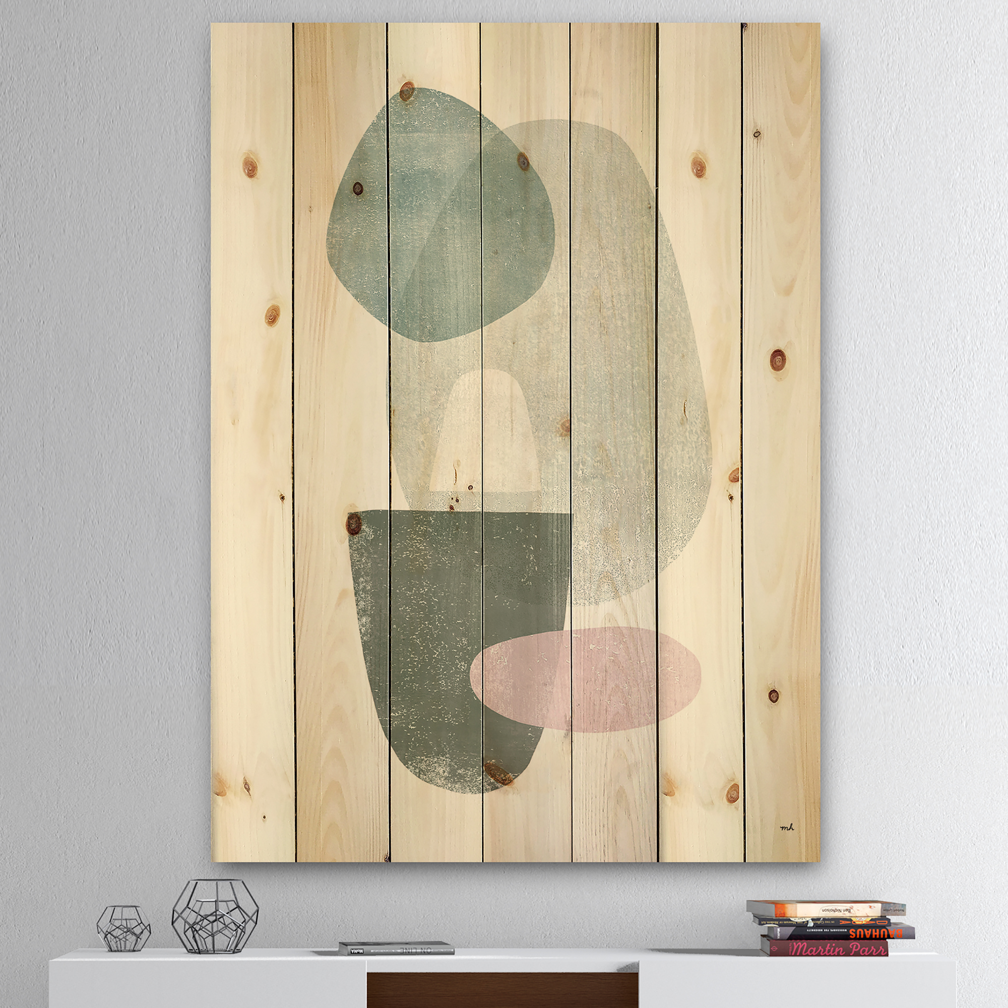 Designart 'Distressed Dream IV' Modern & Transitional Print on Natural Pine Wood