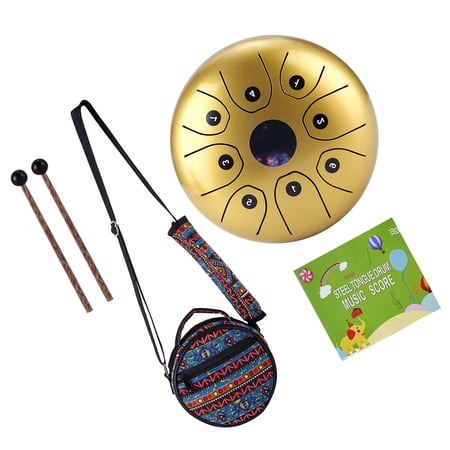 5.5 Inches Mini Steel Tongue Drum 8 Notes C-Key Handpan Drum Steel Pocket Drum Percussion Instrument with Mallets Carry Bag for Meditation Yoga Zazen Musical Education