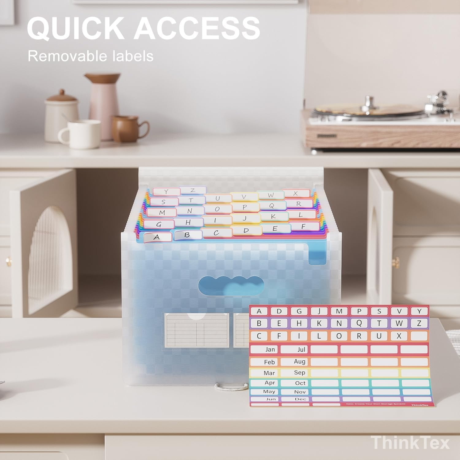 Accordion File Organizer, 26 Pockets Expanding Folders, Monthly Bill Receipt Documents A-Z Colorful Tabs, Letter/A4 Size - Blue