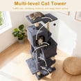 thumbnail image 2 of Choco Moon 57" Cat Tree w/Dual Condos, Hammock & 2 Balls, Cat Climbing Tower, Corner Cat Tree, Cat Condos for Indoor Cats-Gray, 2 of 9