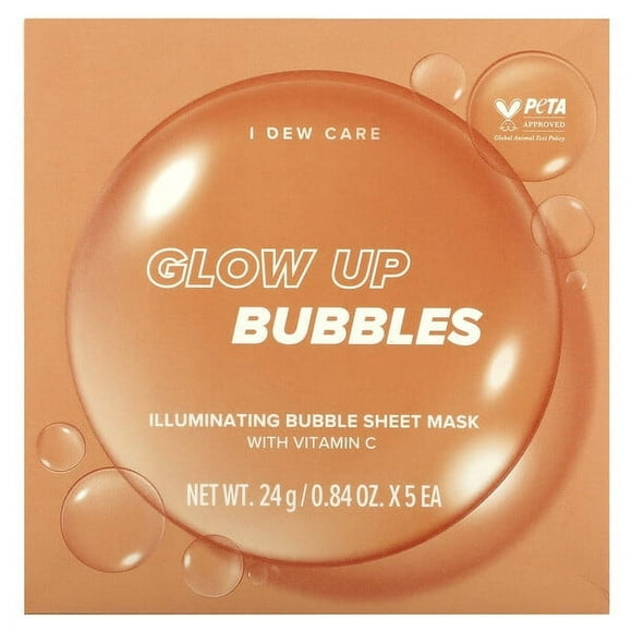 I Dew Care, Bulles Lumineuses, Masque de Beauté Illuminant, 5 Masques en Feuille, 0.84 oz (24 g) Chacun