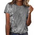 thumbnail image 2 of LYMAYTER Women Casual T-Shirts Summer Print Crew Neck Short Sleeve Breathable Loose for Tees Top XXS-6XL, 2 of 9