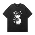 thumbnail image 2 of THNCLZX Washed vintage Komi Shoko cotton T-shirt anime street hip-hop short-sleeved pattern summer unisex clothing, 2 of 10