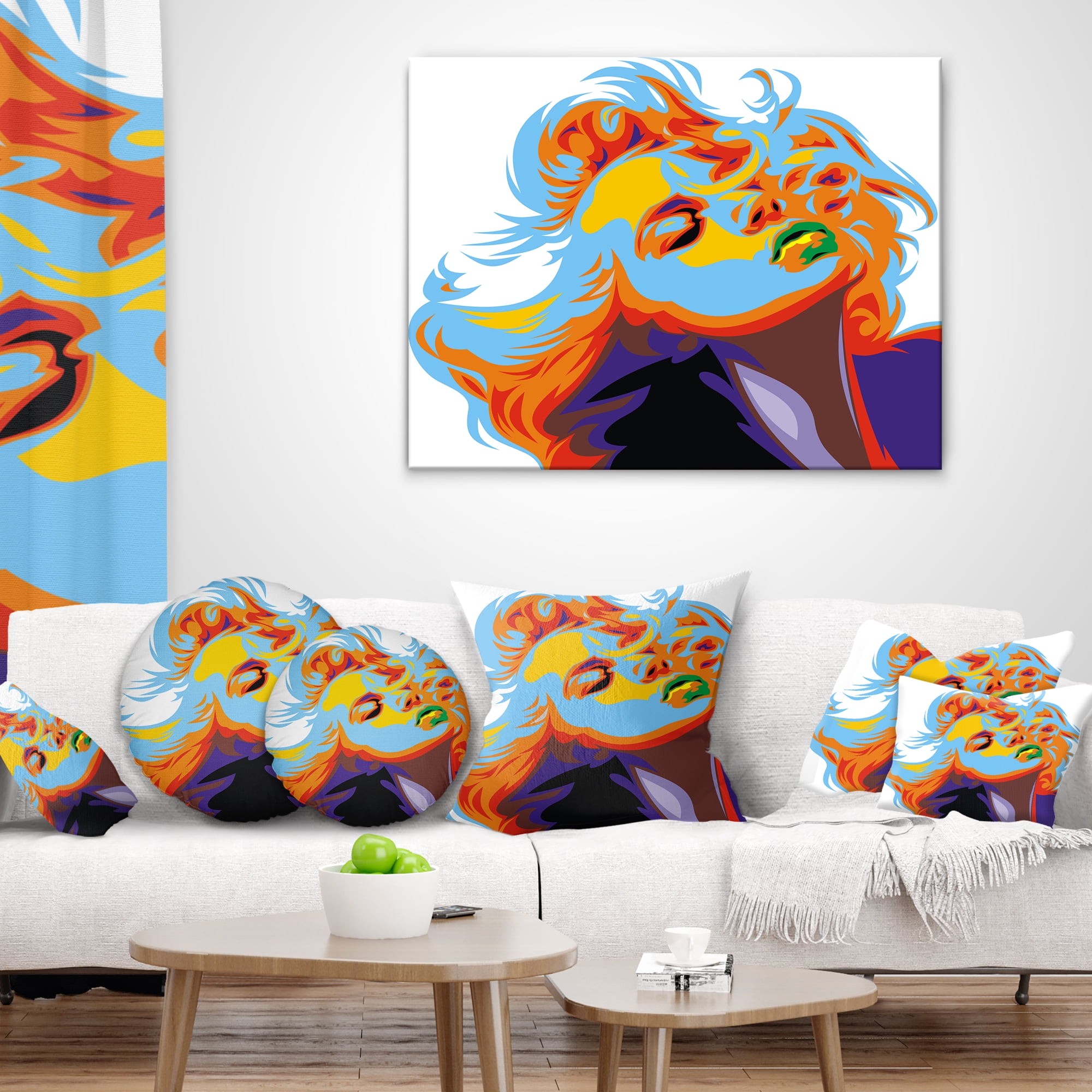 Designart Blonde Girl Art - Vector Throw Pillow - 16x16