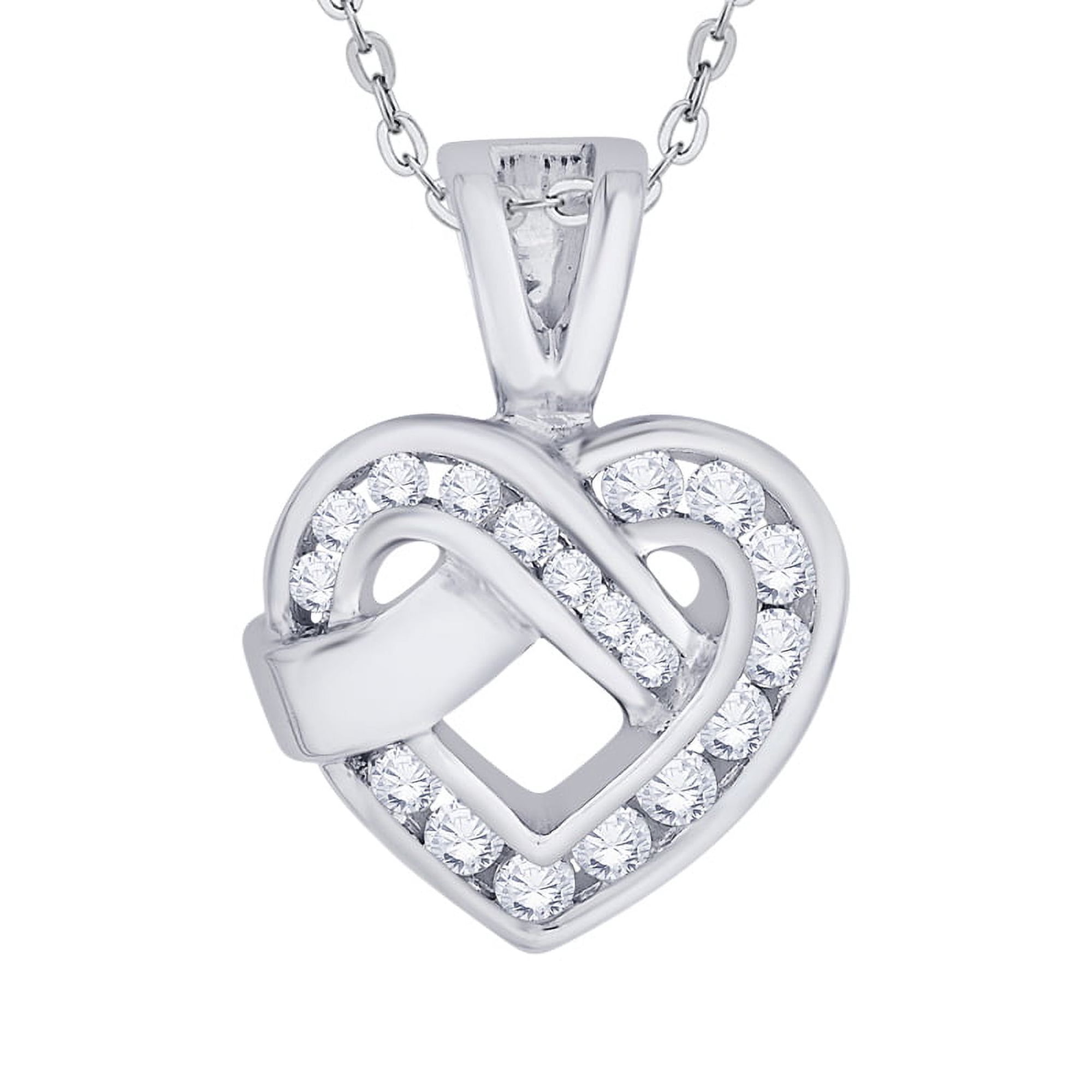 KATARINA Diamond Heart Pendant Necklace in 10K White Gold (1/4 cttw, G-H, I2-I3)