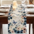 thumbnail image 3 of Table Runners 90 Inches Long Dress Scarves, Weeping Blue Floral Farmhouse Coffee/Dining/Kitchen Table Runner for Living Room, Spring Butterflies Flowers Linen 13x90 Inch, 3 of 9