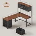 thumbnail image 2 of Farmhouse L Shaped Computer Desk with 2 Drawers and Storage Shelves, Reversible 86.6" Gaming Desk with LED Lights, Corner Office Desk for Home Office, Bedroom, Living Room, 2 of 7