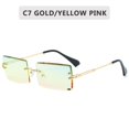 thumbnail image 1 of Gafas de sol rectangulares pequeñas a la moda para mujer, gafas de sol cuadradas sin montura, estilo veraniego 2022, para mujer, Uv400, verde y marrón Tan Jianjun unisex, 1 of 2
